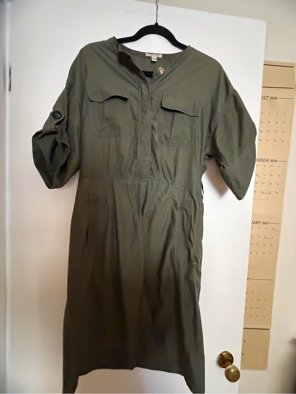 Burberry Brit Olive Green Utility Midi Dress